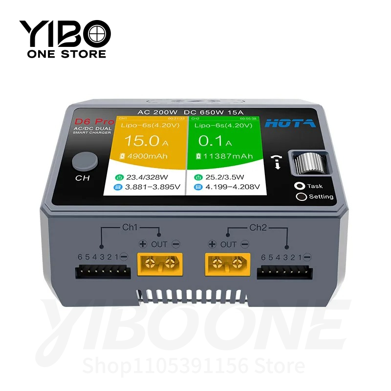 Hota D6 Pro Dual Lipo Charger - D6 Pro Zwart AC 200W DC