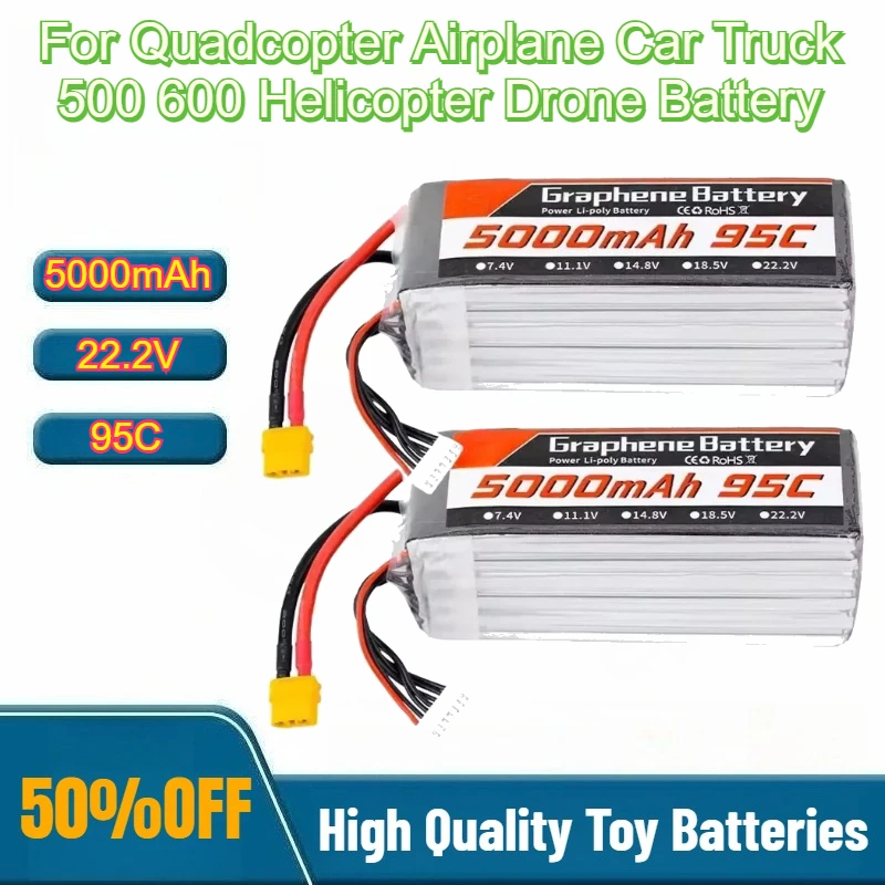 6S Lipo Battery 22.2V 5000Mah - 95C 22,2V 6S 5000mAh Lipo-batterij met