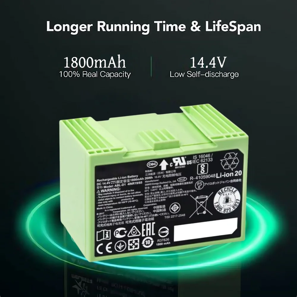4S Lipo Battery 14.8V 6000Mah - Voor iRobot Roomba i7 Oplaadbare Batterij