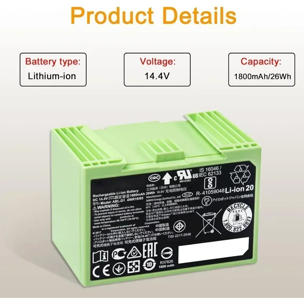 Voor iRobot Roomba i7 Oplaadba - 4S Lipo Battery 14.8V 6000Mah recensie en prijs